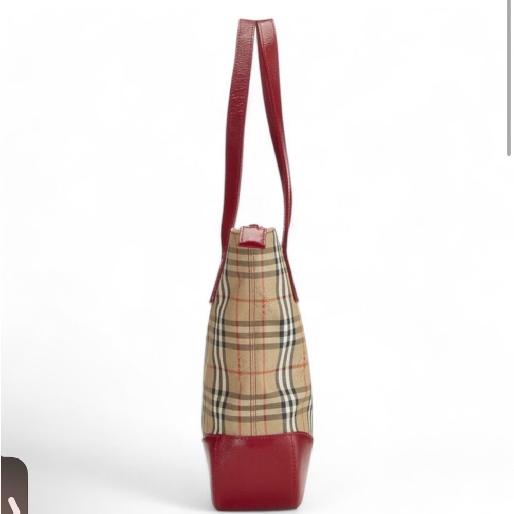 Very Clean Vintage Burberry Red Haymarket Bag - Picture 7 of 8